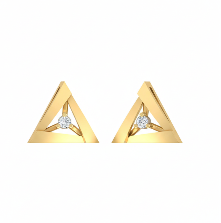 Modern Trinity Diamond Triangle Studs