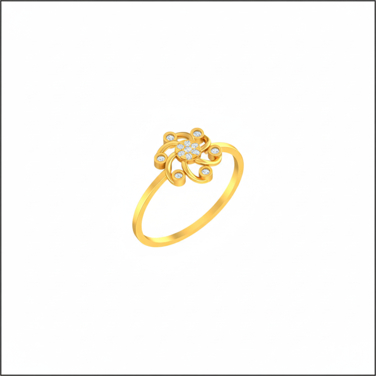 Golden Swirl Diamond Bloom Ring