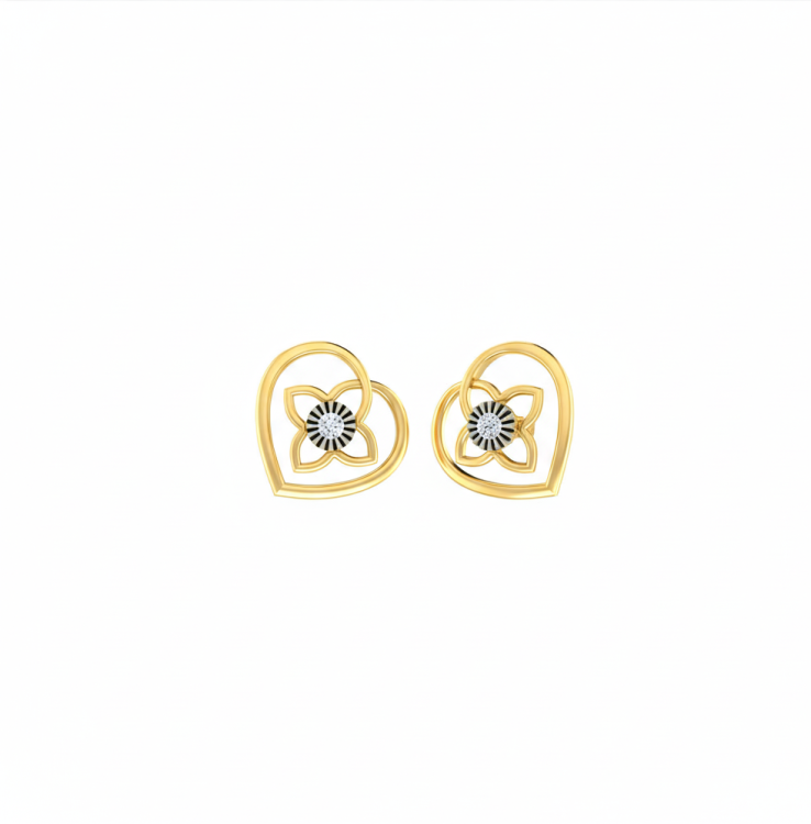 Intertwined Petal Heart Diamond Studs