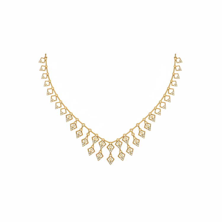 Geometric Cascade Diamond Necklace