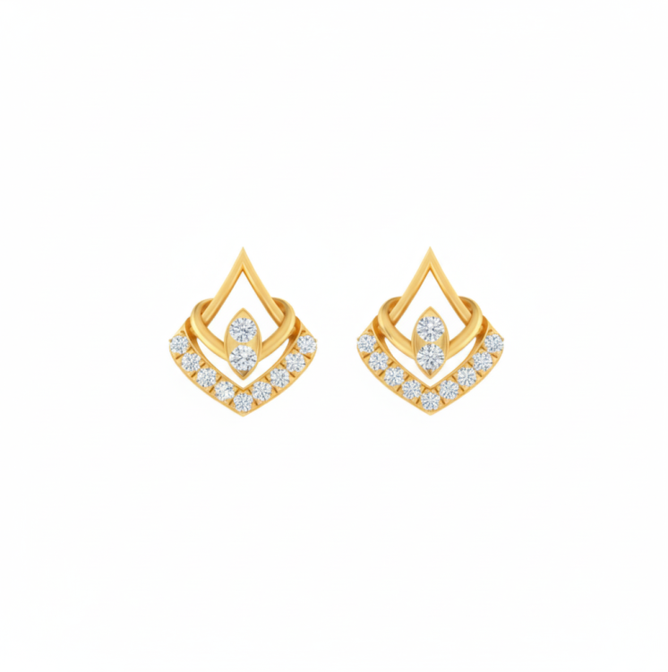 Geometric V-Shape Diamond Studs