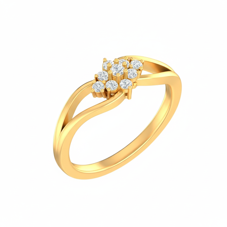 Ribbon Diamond Cluster Ring