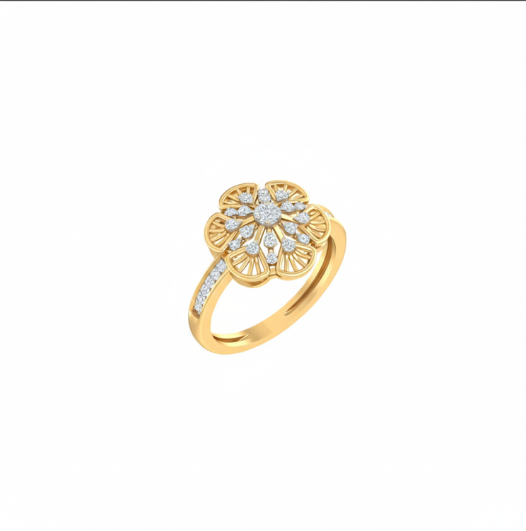 Golden Bloom Diamond Cluster Ring