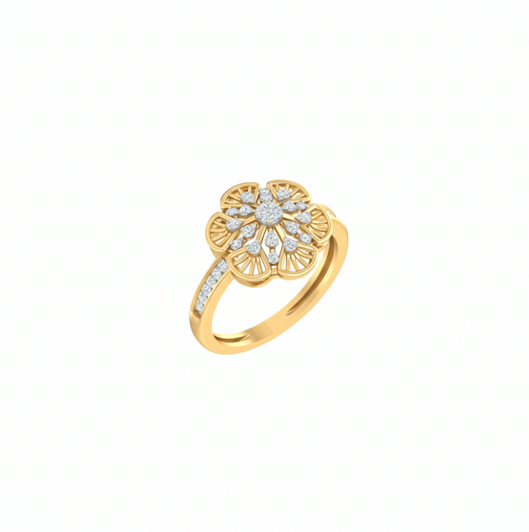 Golden Bloom Diamond Cluster Ring