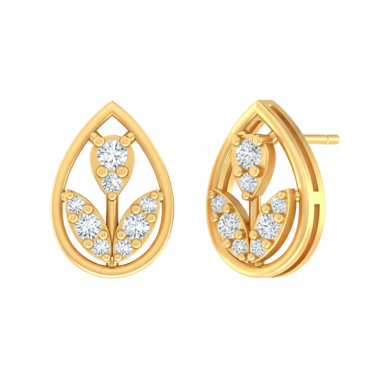 Blooming Teardrop Diamond Studs