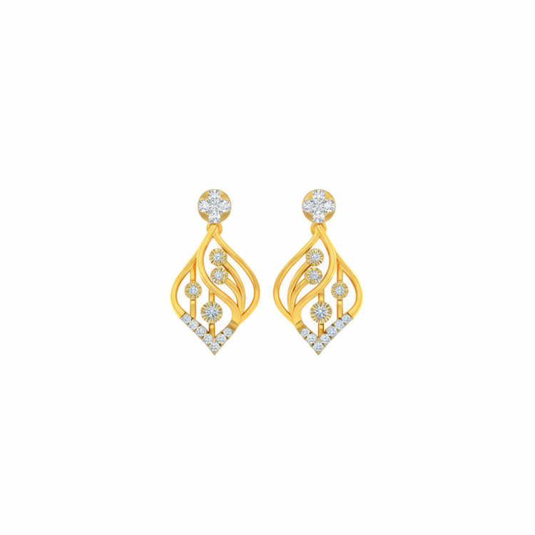 Diamond Swirl Drop Earrings