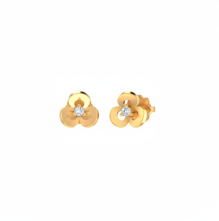 Minimalist Rose Gold Trinity Flower Studs