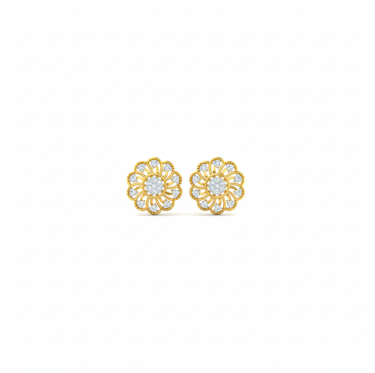 Petal Diamond Cluster Studs