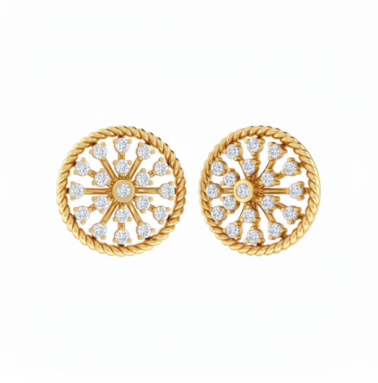 Twine and Diamond Floral Studs