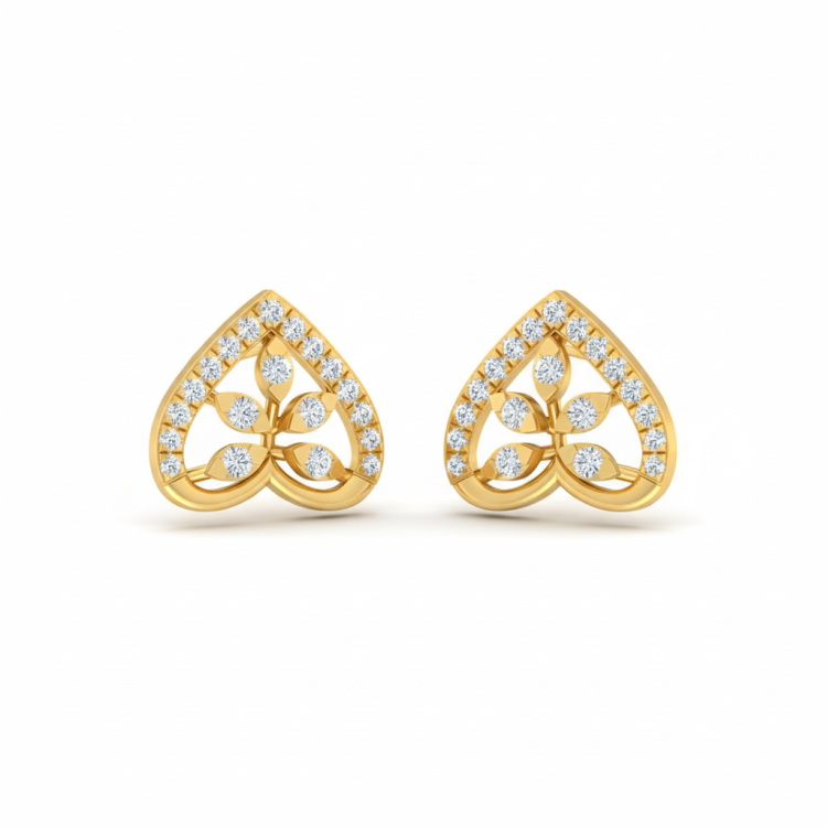 Intertwined Petal Heart Diamond Studs