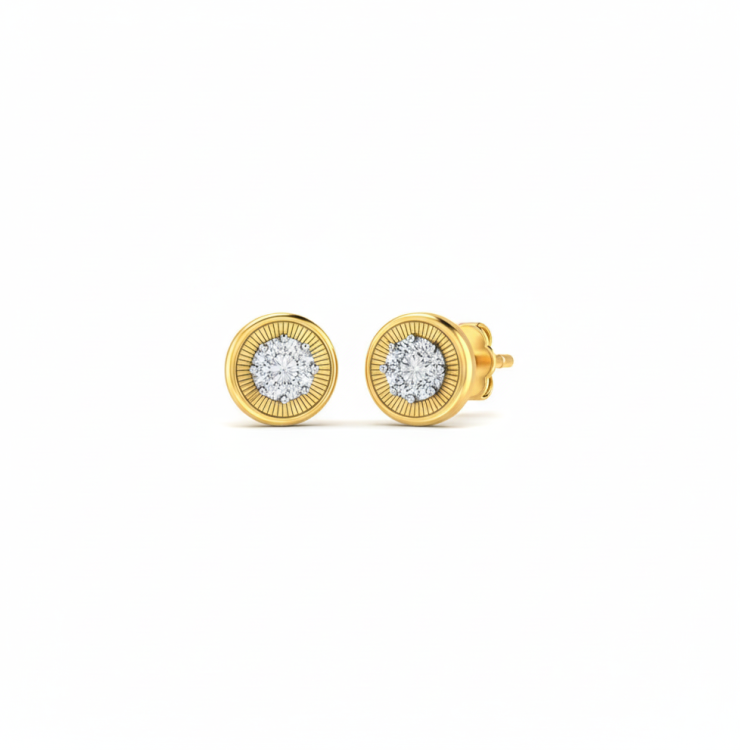Two-Tone Illusion Diamond Stud Earrings