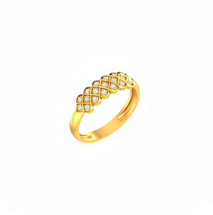 Charming Quilted Diamond Band Ring