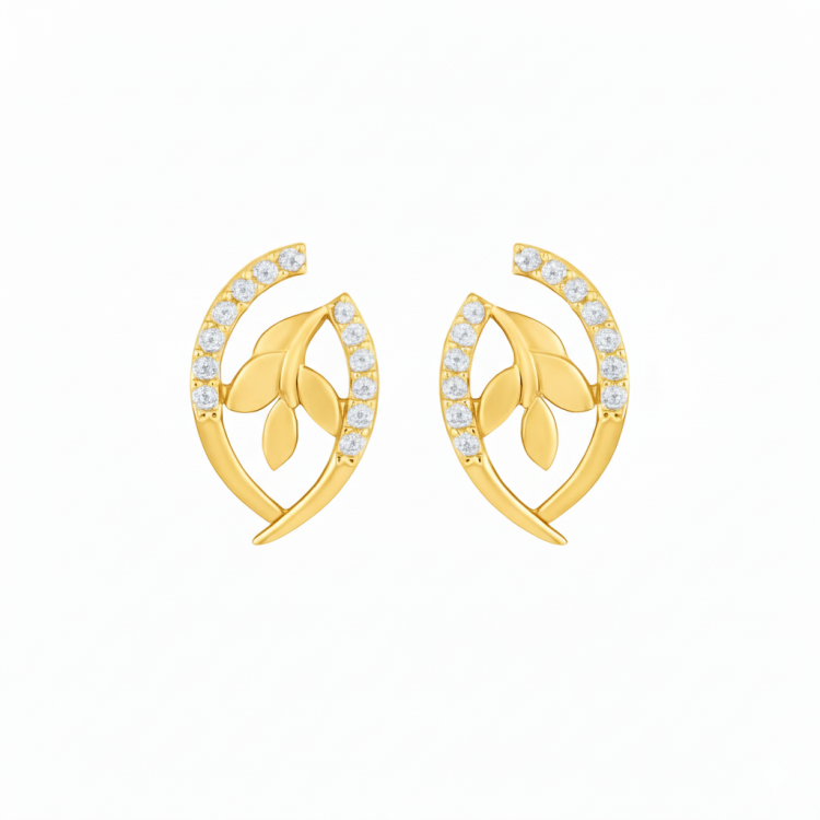 Sparkling Vine Diamond Stud Earrings
