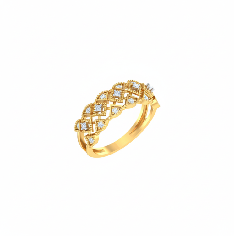 Regal Chevron Diamond Band Ring