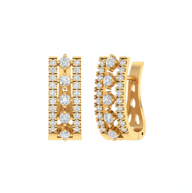 Pave Sparkle Diamond J-Hoop Earrings