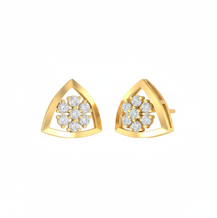 Tri-Frame Floral Diamond Studs