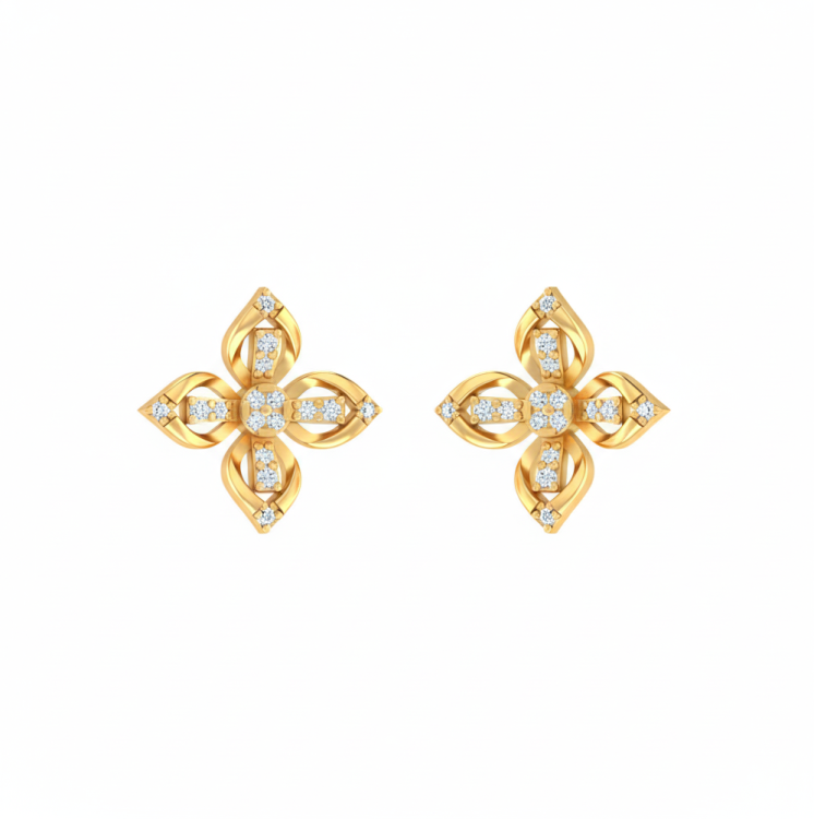 Pave Floral Bloom Diamond Studs