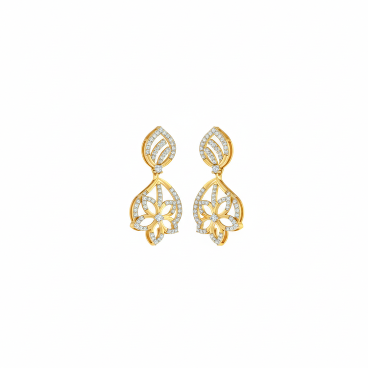 Blossoming Petals Diamond Drop Earrings