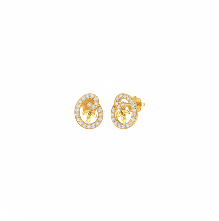 Twirling Petal Diamond Stud Earrings