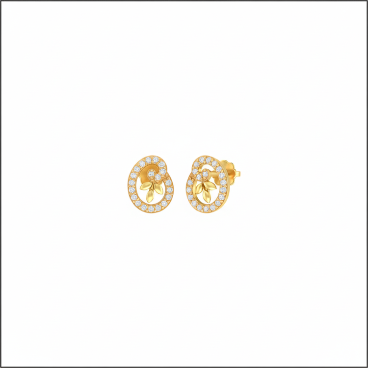 Twirling Petal Diamond Stud Earrings