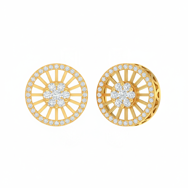 Sunburst Wheel Diamond Studs