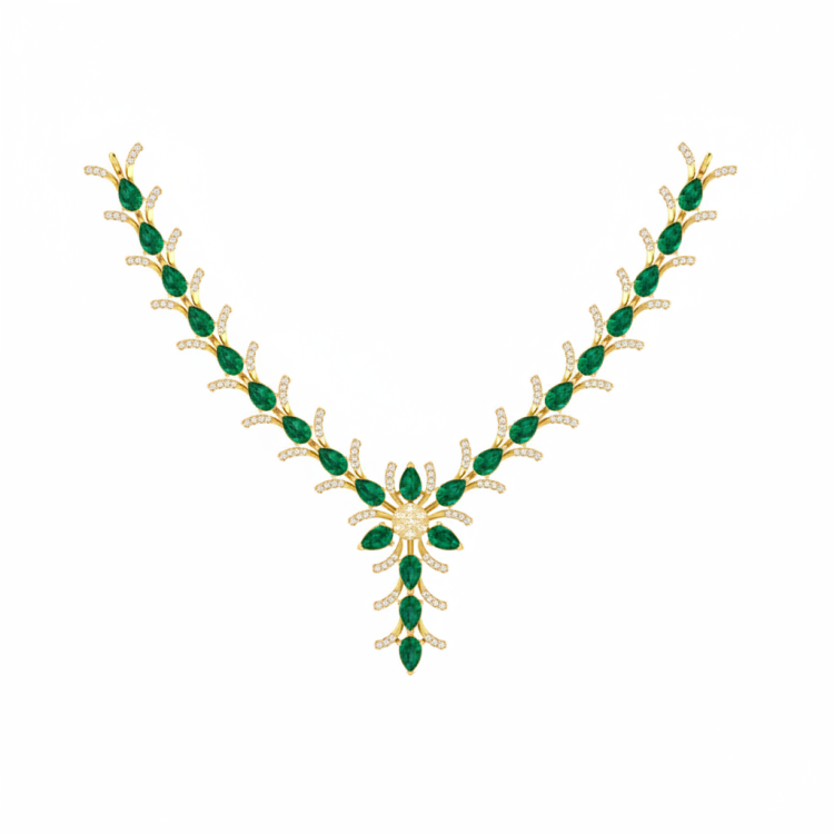 Emerald Vine Diamond Collar Necklace