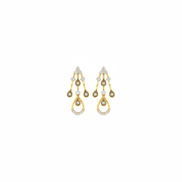 Diamond Bloom Fringe Drop Earrings
