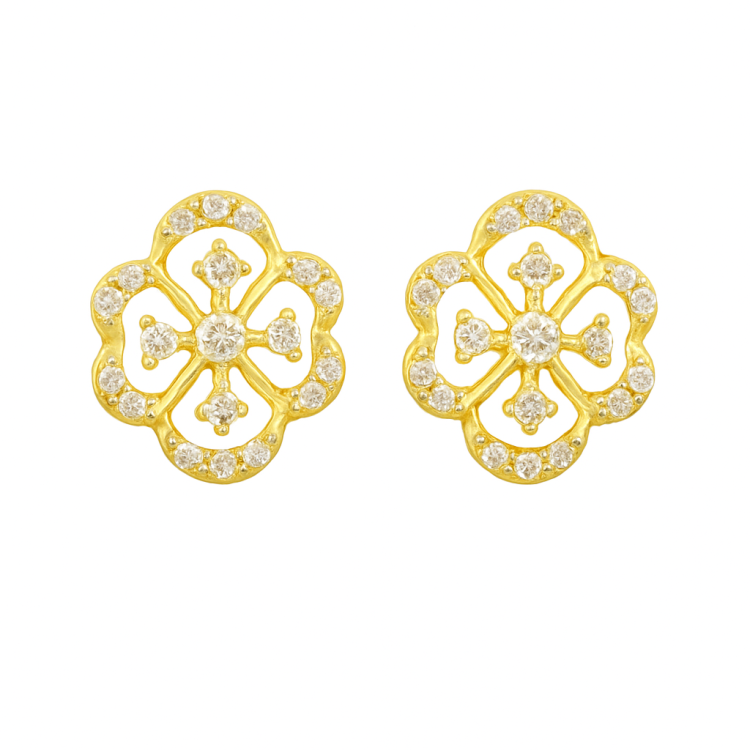 Sparkling Clover Stud Earrings