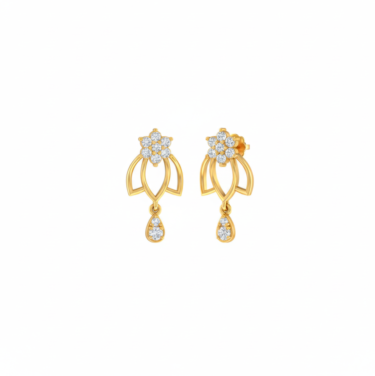 Lyrical Bloom Diamond Drop Earrings