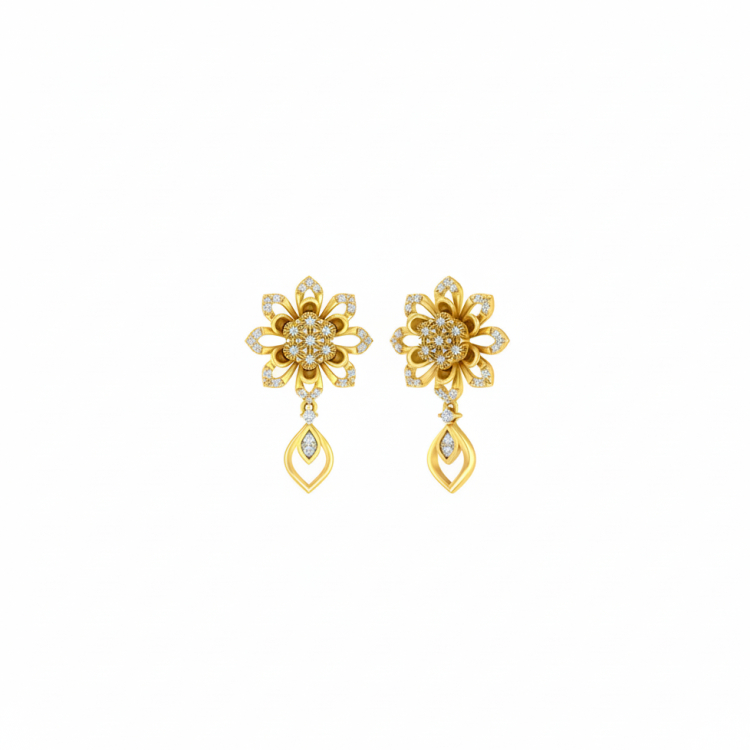 Opulent Petal Diamond Drop Earrings