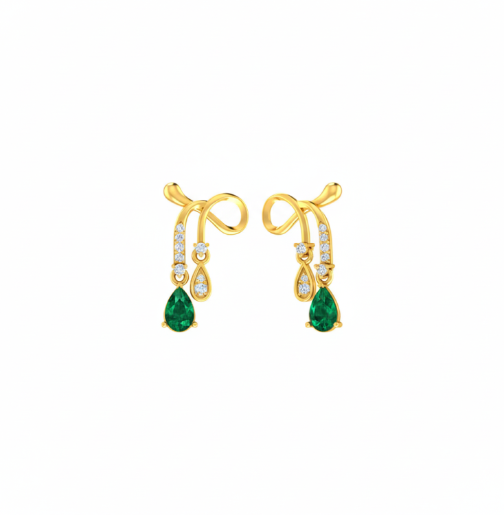 Whimsical Dewdrop Emerald Earrings