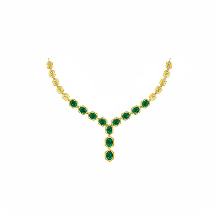 Regal Emerald & Gold Statement Necklace