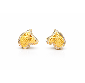 Golden Heart Lattice Two-Tone Stud Earrings