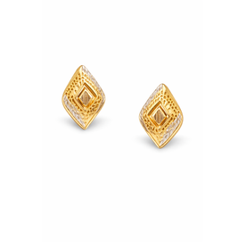 Regal Diamond Motif Two-Tone Gold Stud Earrings