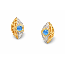 Azure Leaf Two-Tone Gold Earrings