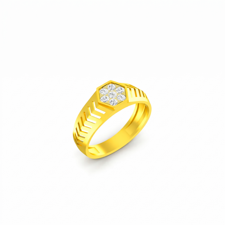 Hexagon Diamond Rose Gold Ring