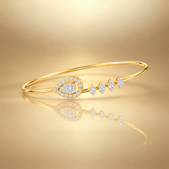 DOB14299 Evil Eye Marquise Diamond Open Kada