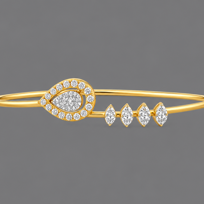 DOB14299 Evil Eye Marquise Diamond Open Kada
