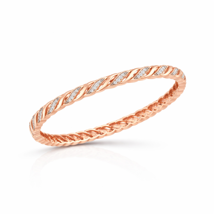 Twisted Diamond Rose Gold Bangle