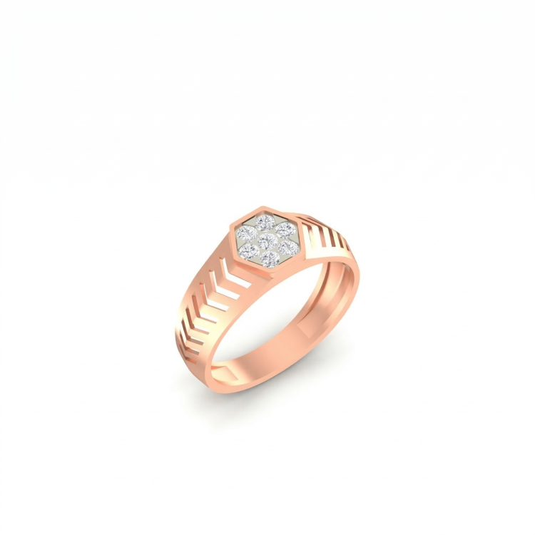 Hexagon Diamond Rose Gold Ring