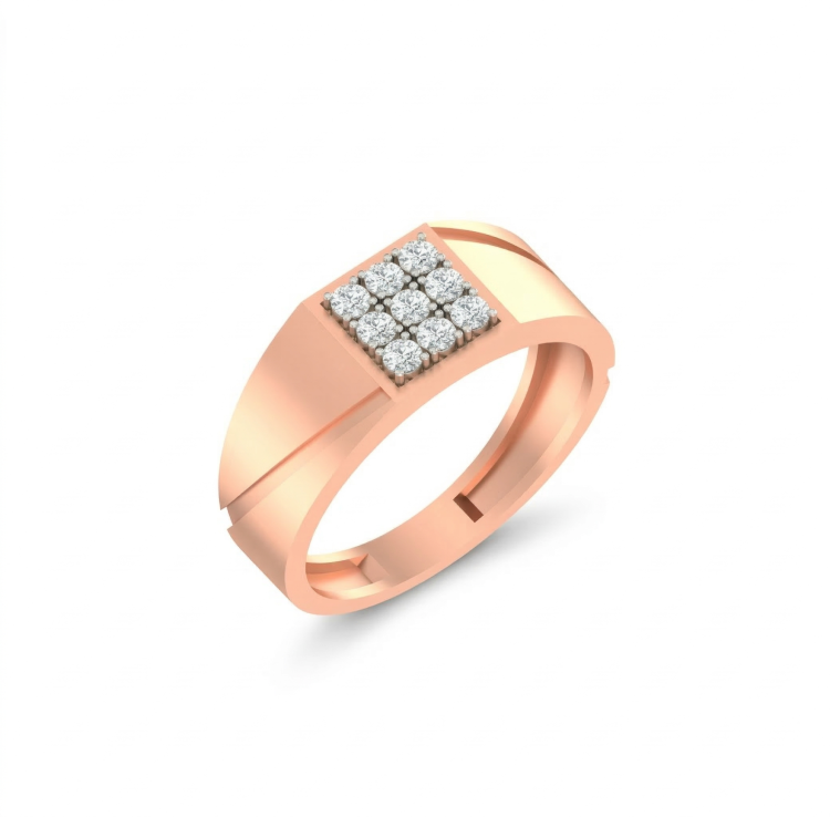 Square Diamond Cluster Gold Ring
