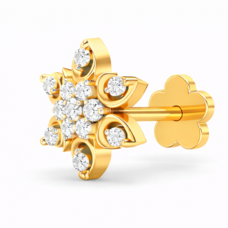 Radiant Snowflake Diamond Nose Pin