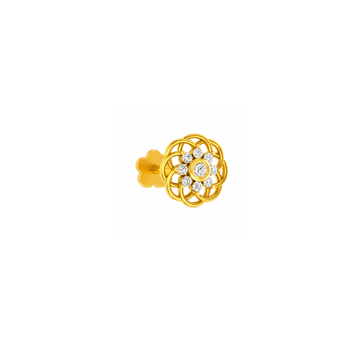 Golden Rosette Diamond Nose Pin