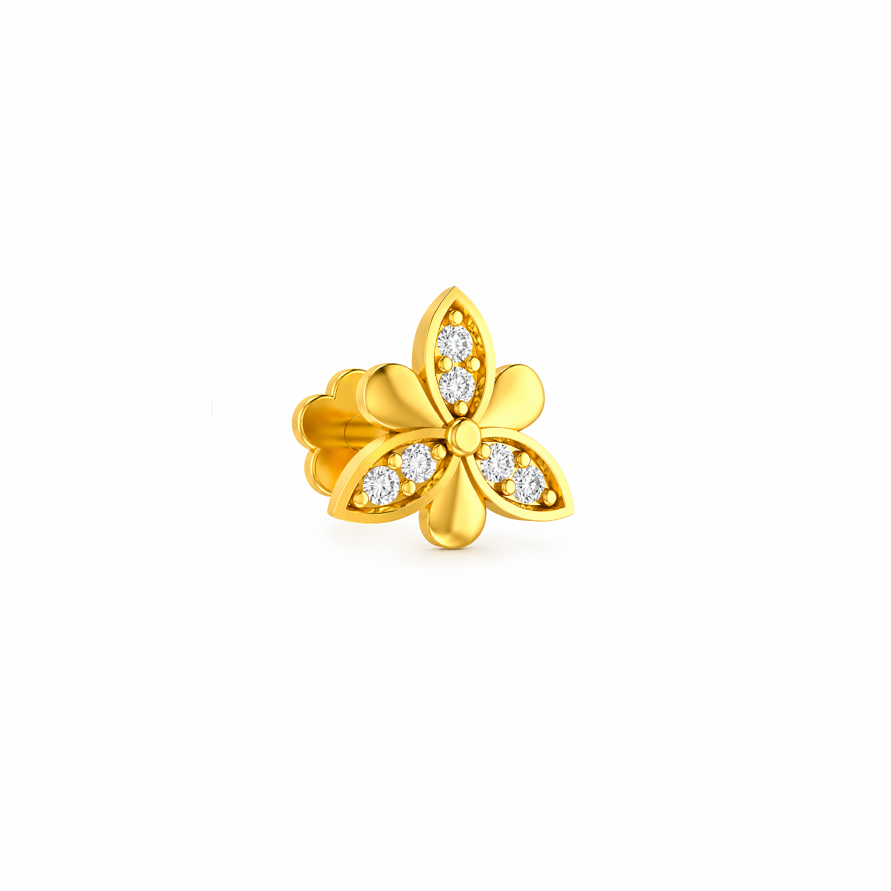 Golden Blossom Diamond Nose Pin