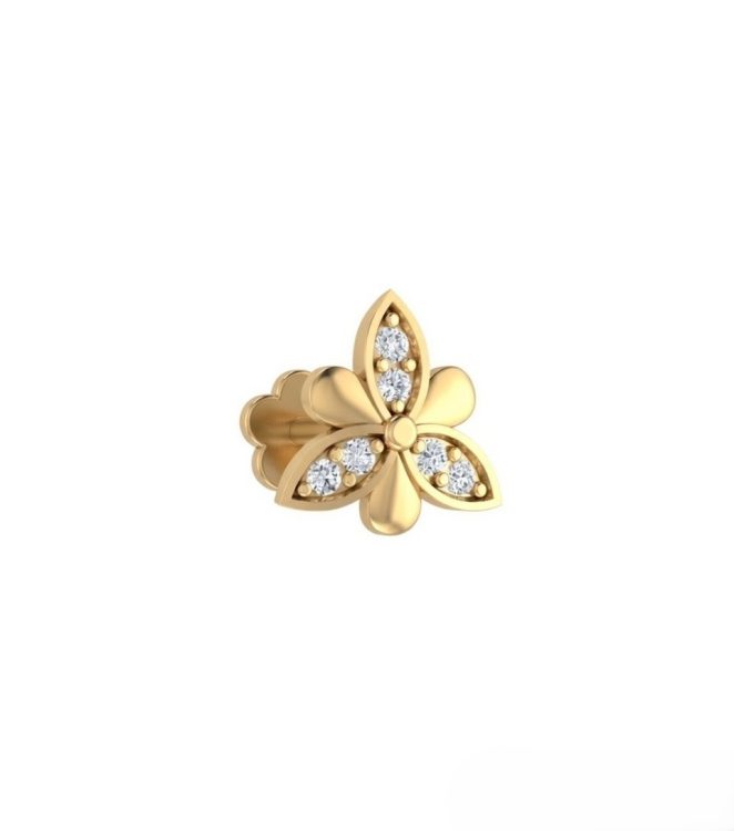 Golden Blossom Diamond Nose Pin