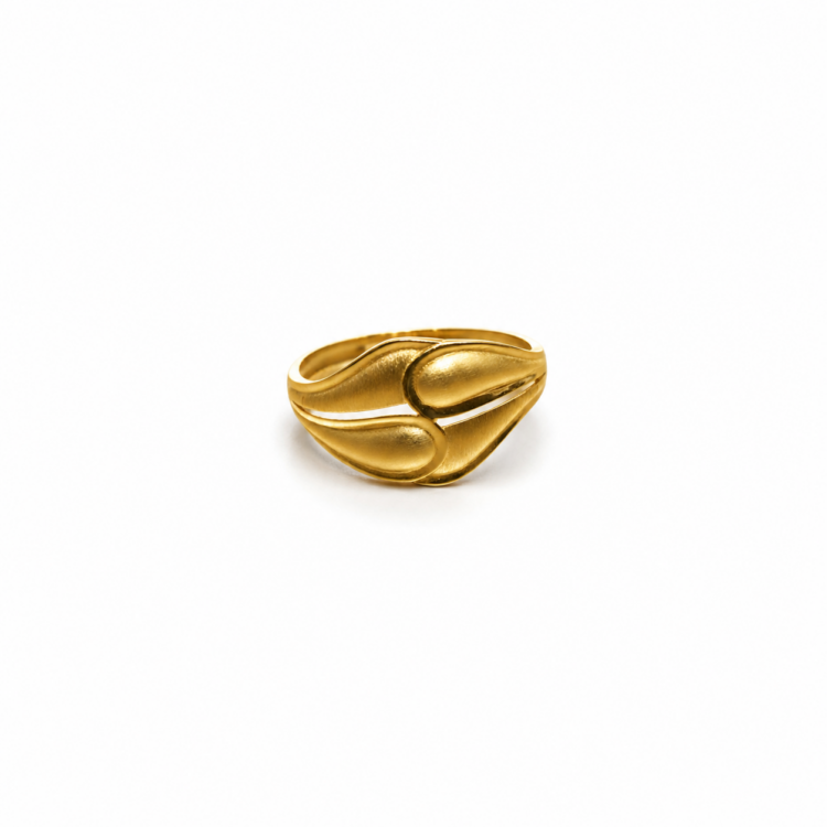 Golden Flow Wave Ring