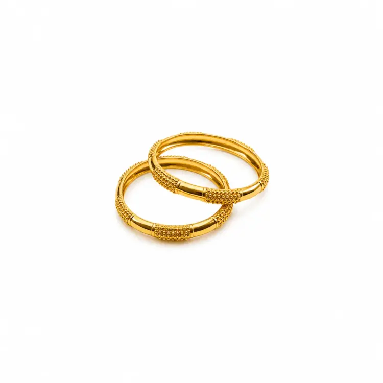Elegant Beaded Gold Bangles