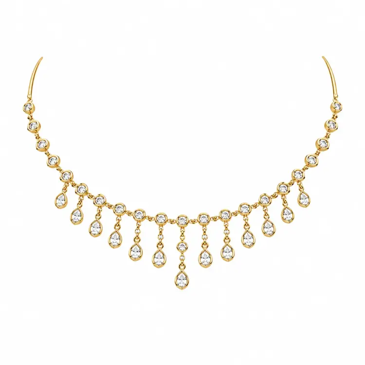 Golden Dewdrop Charm Necklace