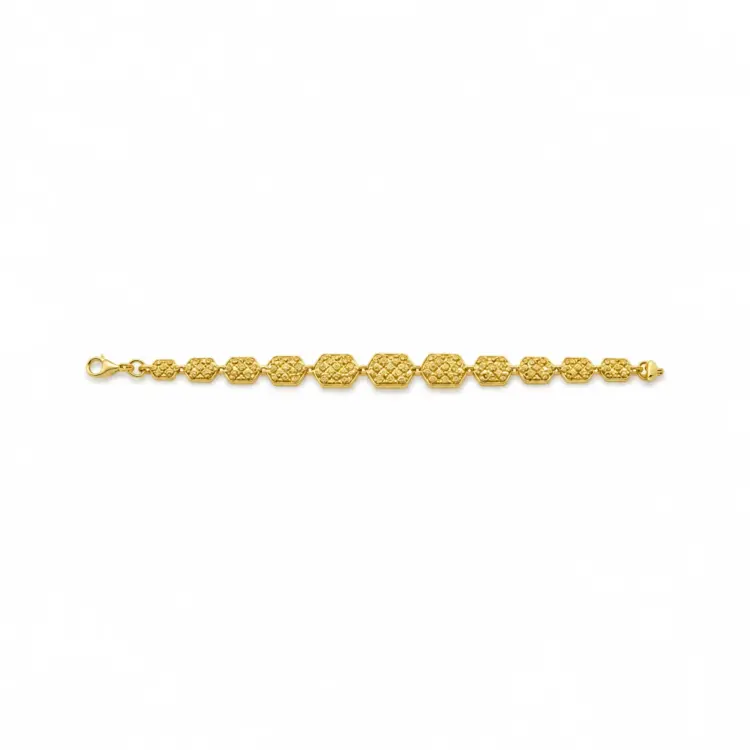 Hexagon Link Designer Gold Bracelet