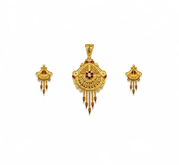 Rajwadi Pushp Jhalar Pendant Set